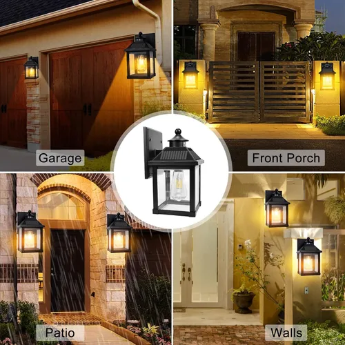 Miniatura 6 de Luces solares de pared para exteriores, luces con sensor de movimiento del atardecer al amanecer, impermeables, luces solares para porche con 3 1