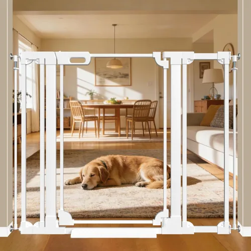 Miniatura 18 de WAOWAO Puerta de acrílico transparente extra alta de 40 pulgadas para bebés y niños con doble cerradura, 29.5-37.37 pulgadas de ancho, puerta
