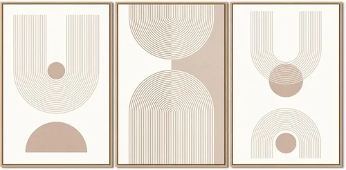 Miniatura 9 de Zessonic Arte de pared moderno bohemio de mediados de siglo, lienzo enmarcado abstracto, pintura de líneas geométricas neutrales, obra de arte