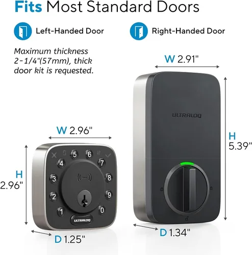 Miniatura 2 de ULTRALOQ Cerradura Inteligente de Puerta NFC Upgrade Bolt 2025, Cerrojo WiFi Integrado 6-en-1 Teclado de Entrada sin Llave y Sensor de Puerta