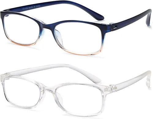 Miniatura 2 de EYEURL Lentes de lectura con bloqueo de luz azul, 0.00 lectores de computadora para mujeres y hombres, marco rectangular ligero TR90 antifatiga