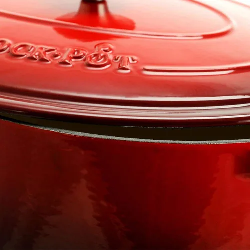 Miniatura 5 de Crock Pot olla para horno holandés de hierro fundido artesanal de 7 cuartos de galón, Rojo escarlata