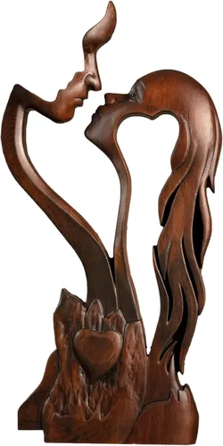 Miniatura 10 de BGCOPPER Estatua de madera para pareja, esculturas abstractas de pareja para decoración del hogar, regalo de mujer para aniversario, boda