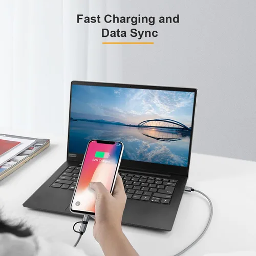 Miniatura 4 de [Certificación Apple MFi] 2-en-1 Lightning Cable de carga a USB con sincronización de datos, Lightning Micro USB 2-en-1 para iPhone 6 6S 6Plus iPad