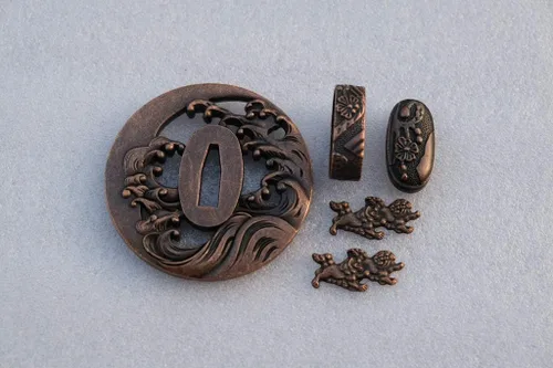 Miniatura 46 de Espada samurái japonesa KOSHIRAE – TSUBA FUCHI KASHIRA MENUKI 68-100