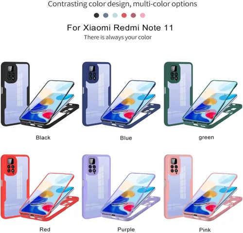 Miniatura 7 de CCSamll - Funda transparente para Xiaomi Redmi Note 11 Pro/11 Pro + con protector de pantalla integrado, delgada, de cuerpo completo, resistente