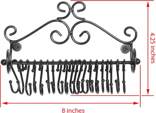 Miniatura 5 de Estante Montado en la pared diseño de espirales de metal negros de almacenamiento de cosméticos c/20 Collares para colgar – MyGift