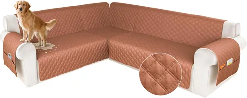 Miniatura 26 de HDCAXKJ Funda impermeable para sofá modular en forma de L, fundas seccionales de esquina lavables, a prueba de mascotas, protector de muebles