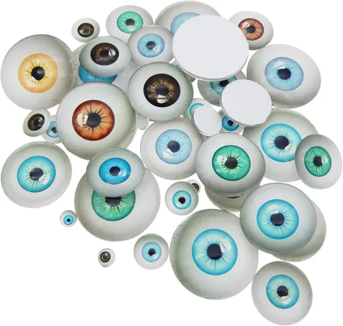 Miniatura 8 de Julie Wang Cabujón de ojos humanos de cristal con parte trasera plana de 0.236 in para esculturas artísticas de Halloween, accesorios, máscaras