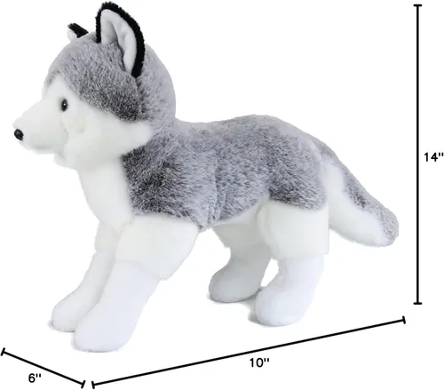Miniatura 7 de Ice King Bear Peluche realista de Husky siberiano, juguete de peluche, 14 pulgadas de largo, de pie