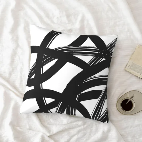Miniatura 9 de Lcokin - Fundas de almohada decorativas con rayas rojas y negras abstractas, 16 x 16 pulgadas, juego de 2, funda cuadrada de cojín gris para sofá