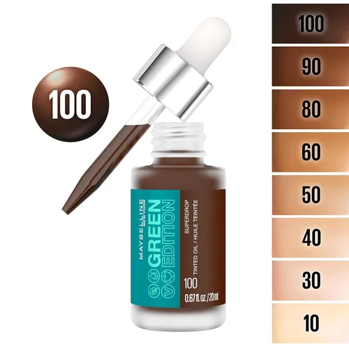 Miniatura 3 de Maybelline Green Edition Superdrop - Base de maquillaje de base de aceite tintado, base de cobertura natural ajustable formulada con aceite de 100