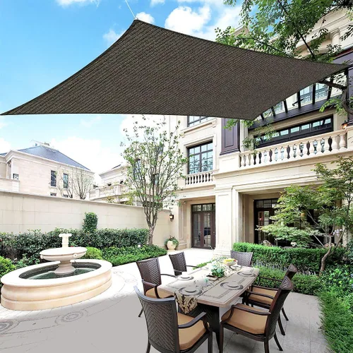 Houssity - Toldo tipo vela de 5 x 8 pies, color marrón, para patio, terraza, cochera, entrada, piscina, pérgola