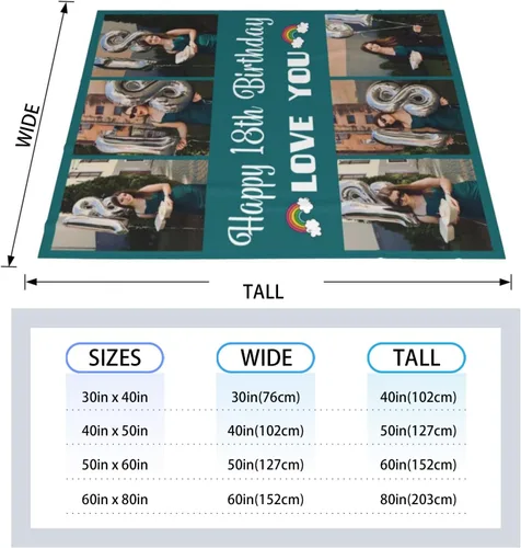Miniatura 4 de Mantas personalizadas con fotos, mantas de cumpleaños personalizadas, regalos para adultos, niños, niñas, manta de collage de fotos personalizada