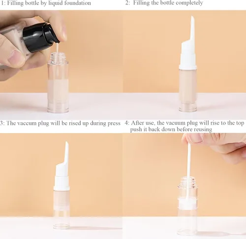 Miniatura 4 de Qeuly Paquete de 6 frascos de bomba sin aire para base de viaje, dispensador de crema de ojos, botellas vacías recargables para cosméticos para Sn5