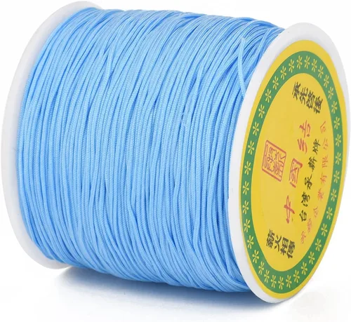 Miniatura 2 de Cheriswelry 100 yardas/rollo de cuerda trenzada de nailon de 0.031 in, color azul cielo claro, cordón de nudo chino, cuerda de cuentas