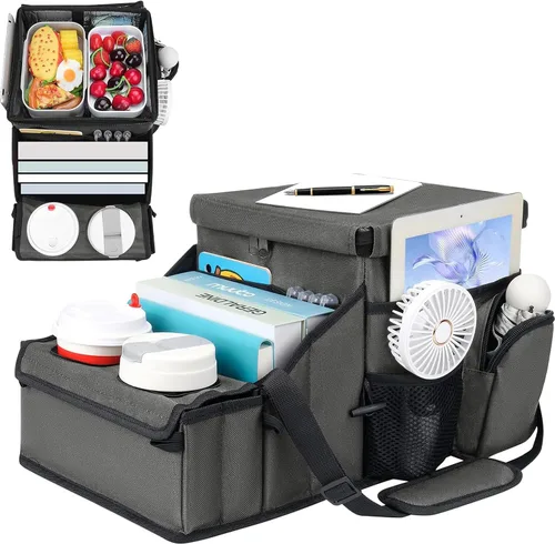 Miniatura 8 de Organizador de Coche para Asiento Delantero y Almacenamiento, Caddy de Coche Plegable, Organizador de Asiento de Pasajero con Particiones
