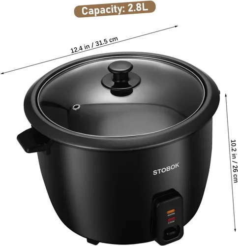 Miniatura 2 de Lurrose Arrocera eléctrica con tapa transparente, olla portátil para estofado doméstico para sopa de gachas de arroz, sopa y vaporera, enchufe