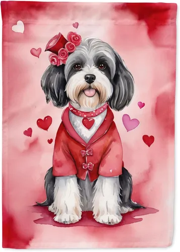 Miniatura 111 de Caroline's Treasures DAC5292CHF - Bandera de Border Collie My Valentine House para porche, grande, con manga para porche, para colgar en la pared