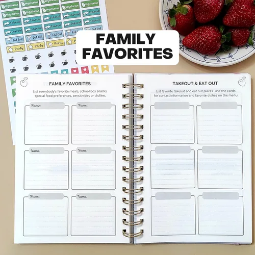 Miniatura 5 de Life & Apples Agenda de comidas con lista de comestibles – Menú semanal sin fecha y cuaderno de preparación de comidas para mujeres y hombres, Oro