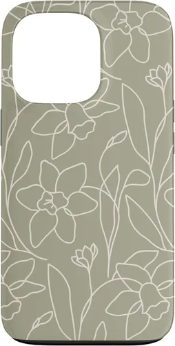 Miniatura 10 de Poppy Flower Line Art Modern Leaves Boho Artichoke Green Case for iPhone 17