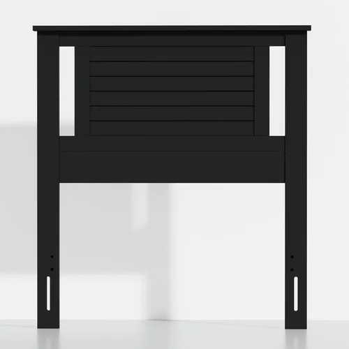 Miniatura 3 de ComfIQ Serene - Cabecero de panel de madera maciza con puntuación horizontal, tamaño individual, negro, fácil montaje, materiales de calidad