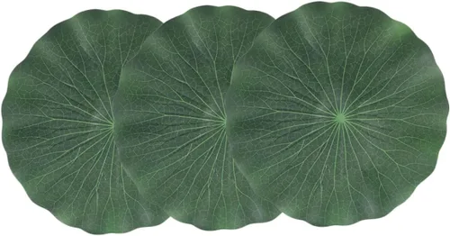 DOITOOL Hojas de loto artificiales flotantes de 11 pulgadas para decoración de acuarios, peces de estanque, paquete de 3 adornos realistas de hojas