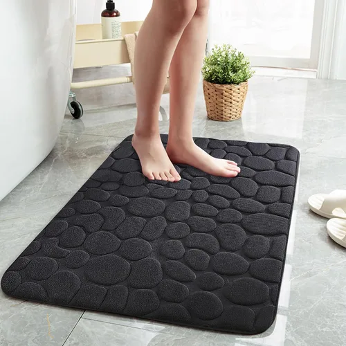Miniatura 15 de Tapete de baño negro de secado rápido, 24 x 36 pulgadas, antideslizante, de espuma viscoelástica, lavable a máquina