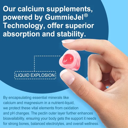 Miniatura 7 de Citrato de calcio Vitamina D3 1000IU Gomitas para mujeres y hombres, complejo de salud ósea sin azúcar con calcio, magnesio, zinc potasio y B6, alta