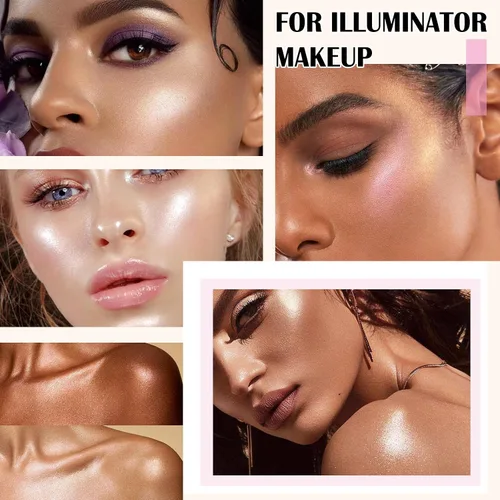 Miniatura 6 de Paleta de maquillaje iluminador, paleta de contorno brillante en polvo para iluminar el contorno de la cara, maquillaje dorado con reflejos