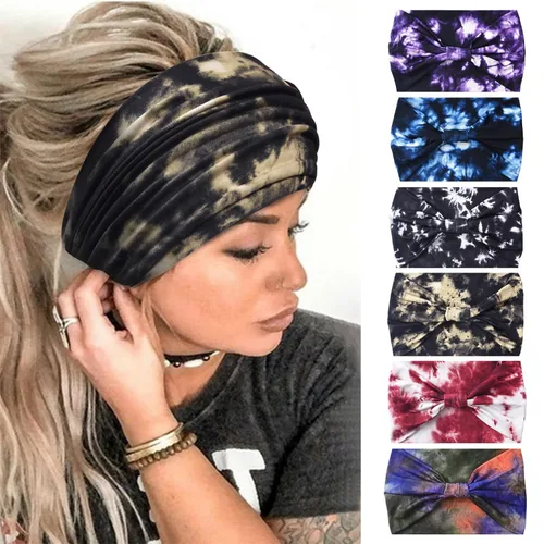 Miniatura 15 de Yeshan Diademas bohemias bandeau para mujeres, diadema ancha tipo bandana con nudo, pañuelo para el cabello con estampado floral, bandas africanas