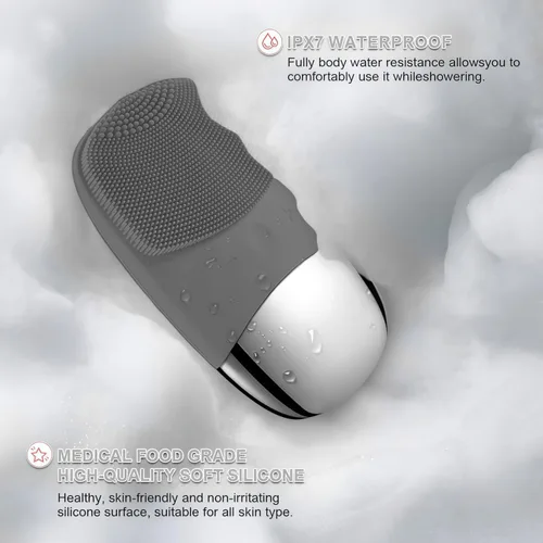 Miniatura 6 de MEGAN Cepillo de limpieza facial, limpiador facial eléctrico recargable por USB, masajeador facial sónico impermeable IPX7, cepillo facial 3 en 1