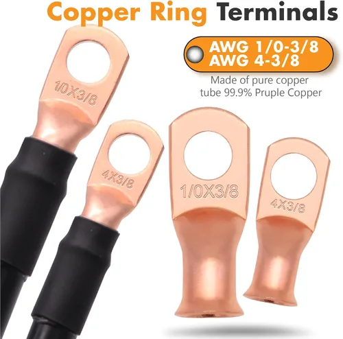 Miniatura 4 de Barra colectora de 5 postes 300A, perno de 5/16 pulgadas para 4 AWG y 2 AWG, bloque de distribución de energía con tapa, tacos y kit