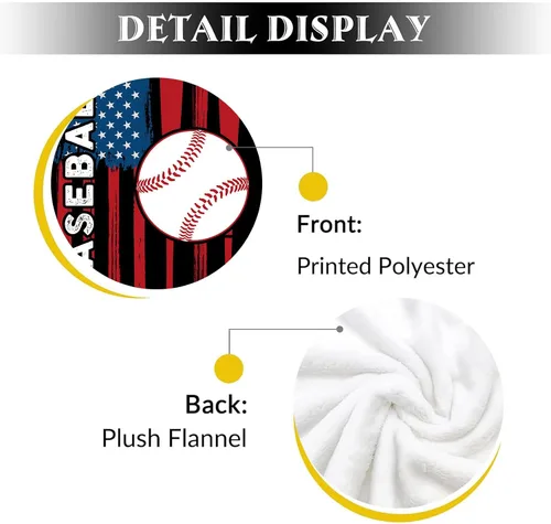 Miniatura 3 de Manta de béisbol para niños y niñas, manta de regalo de béisbol súper suave, manta deportiva de franela de forro polar, manta de béisbol con bandera