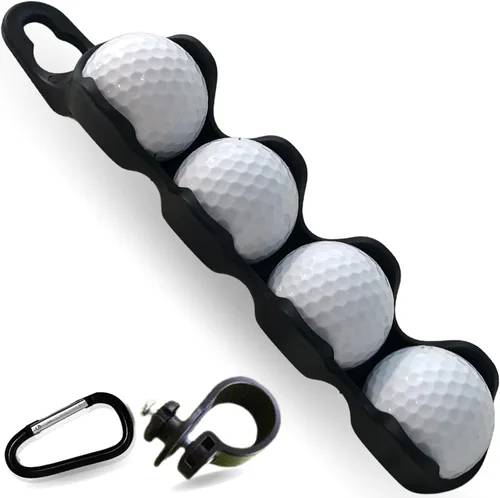Soporte para pelotas de golf: capacidad para 4 pelotas de golf, fácil fijación a bolsa o carrito, accesorios de regalo para hombres y mujeres