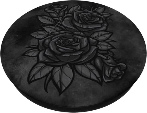 Miniatura 2 de Lindas rosas negras patrón de flores rosas negras silueta PopSockets estándar PopGrip