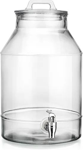 Miniatura 5 de Dispensadores de bebidas de vidrio de 3 galones para fiestas, dispensadores de jarras Mason clásicos con tapa de vidrio con asa y espiga 100% a