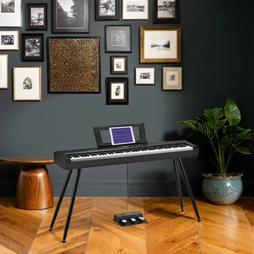 Miniatura 8 de Starfavor Piano digital con peso completo de 88 teclas, teclado de piano eléctrico para principiantes, altavoces duales de 30 W, acción de martillo