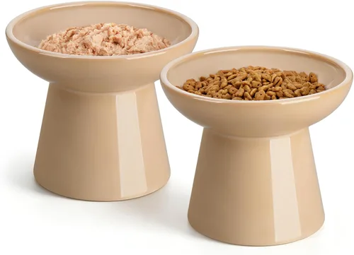 Miniatura 10 de vancasso Paquete de 2 cuencos elevados para gatos, platos elevados de cerámica para alimentos y agua para gatos con 5.1 pulgadas de altura y 6.2