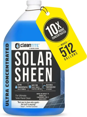 Limpiador de paneles solares de 1 galón (hace 18.06 oz) - Solución de limpieza súper concentrada para vidrio, metal, madera y plástico - Elimina