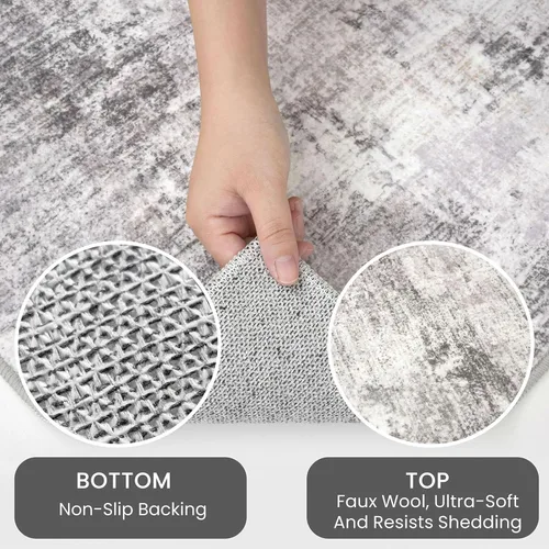Miniatura 6 de IOHOUZE Alfombra pequeña abstracta de 2 x 3 pies, alfombra de entrada lavable para entrada interior, alfombras con respaldo de goma, alfombra gris