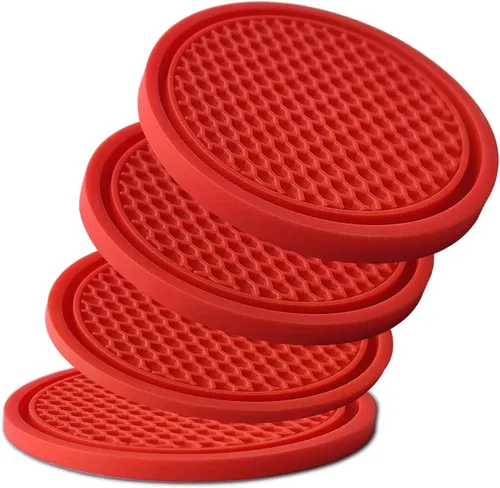 Miniatura 13 de Juego de 4 posavasos para automóvil, antideslizantes y a prueba de golpes, inserto flexible de goma de PVC para portavasos
