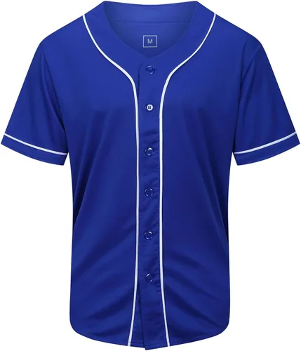 Miniatura 11 de Camisa de béisbol lisa en blanco, camisas de manga corta con botones, uniforme deportivo de hip hop para hombres y mujeres adultos