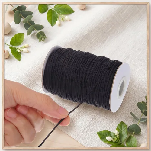 Miniatura 3 de HESTYA 1.8 mm Braided Lift Shade Cord 55 Yards/roll with 4 Pieces Wood Pendant for Aluminum Blind Shade, Gardening Plant and Crafts (Black)