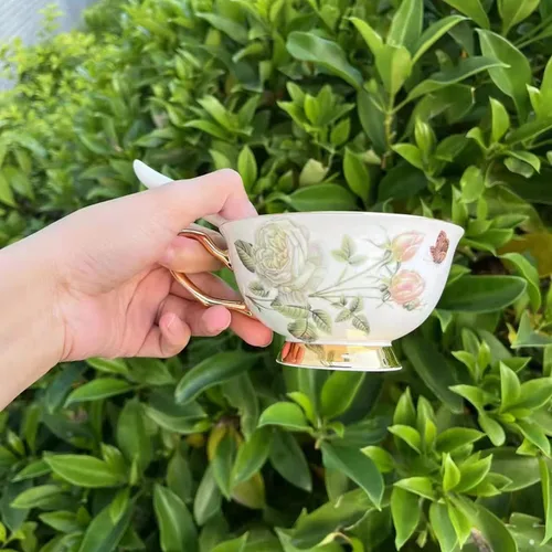 Miniatura 6 de Honorable Taza de café, capuchino, taza de té, con platillo para leche, porcelana de hueso fino, esmalte reactivo, 6.8 onzas-1 unidad