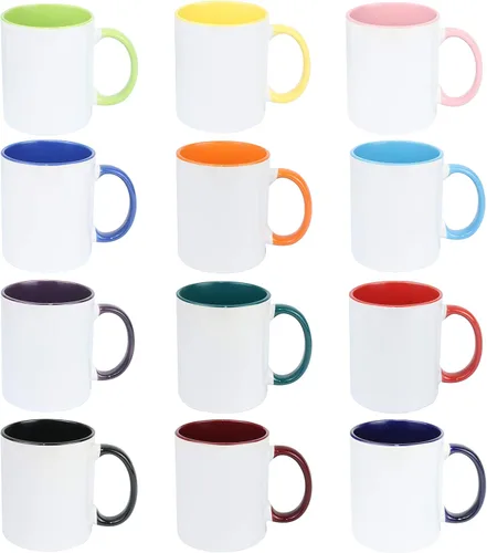Miniatura 2 de Taza de café de cerámica de 11.0 onzas para sublimación, embalada en caja blanca 12 colores mezclados