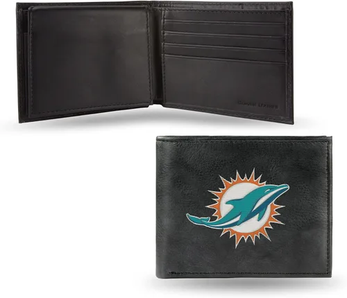 Miniatura 23 de Rico Industries Billetera de cuero bordada para hombre de la NFL