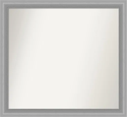 Miniatura 218 de Amanti Art Espejo de baño plateado para sobre el fregadero, 24 x 24 pulgadas, espejo cuadrado de peltre forjado a medida, marco de madera casual