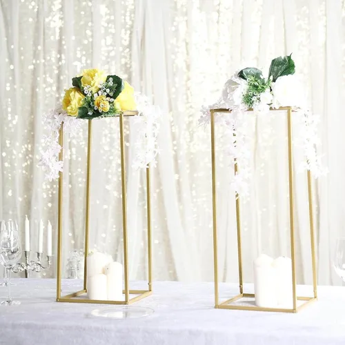 Efavormart - Paquete de 2 soportes de metal para flores de boda de 24 pulgadas, color dorado mate, jarrón geométrico para centro de mesa