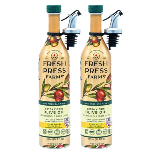 Miniatura 9 de Fresh Press Farms Aceite de Oliva Virgen Extra Prensado en Frío Audaz, 16.4 Fl Oz (Paquete de 2), Cultivado en Georgia, 100% Hecho en Estados